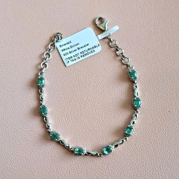 Jewelry - AAA Emerald & Natural White Zircon Infinity Style Bracelet